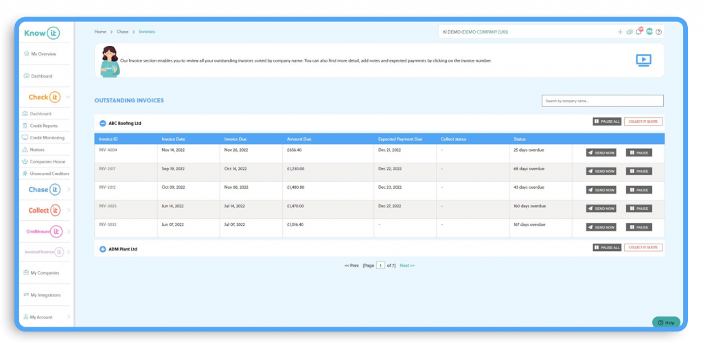 invoices blue border chase it page