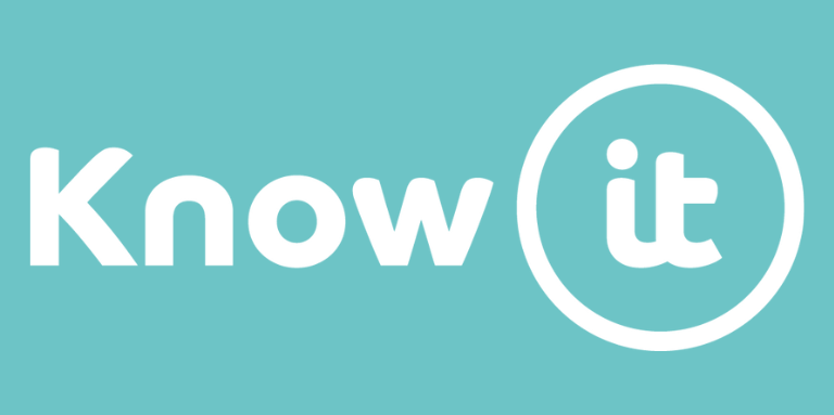 white Know-it logo green background